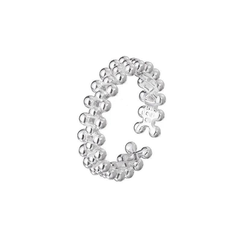 925 Sterling Silver Bilayer Ball Open Rings For Women Wedding Luxury Quality Jewelry Accessories Jewellery Argent 925