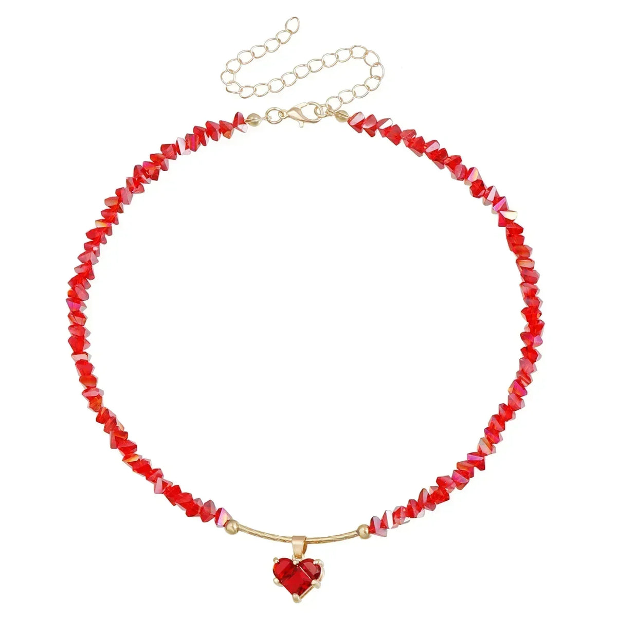 LUMISSORA Prism Crystal & Heart Beaded Choker (18K Gold Finish)