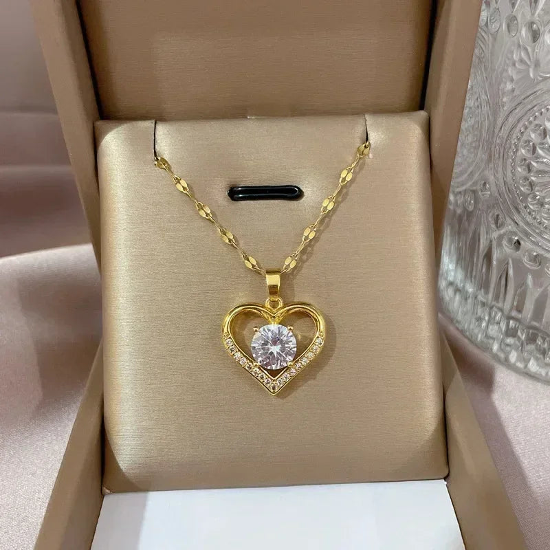 LUMISSORA Eternal Heart Pavé Zirconia Pendant (18K Gold PVD & 316L Steel)