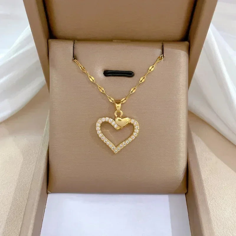 LUMISSORA Eternal Heart Pavé Zirconia Pendant (18K Gold PVD & 316L Steel)