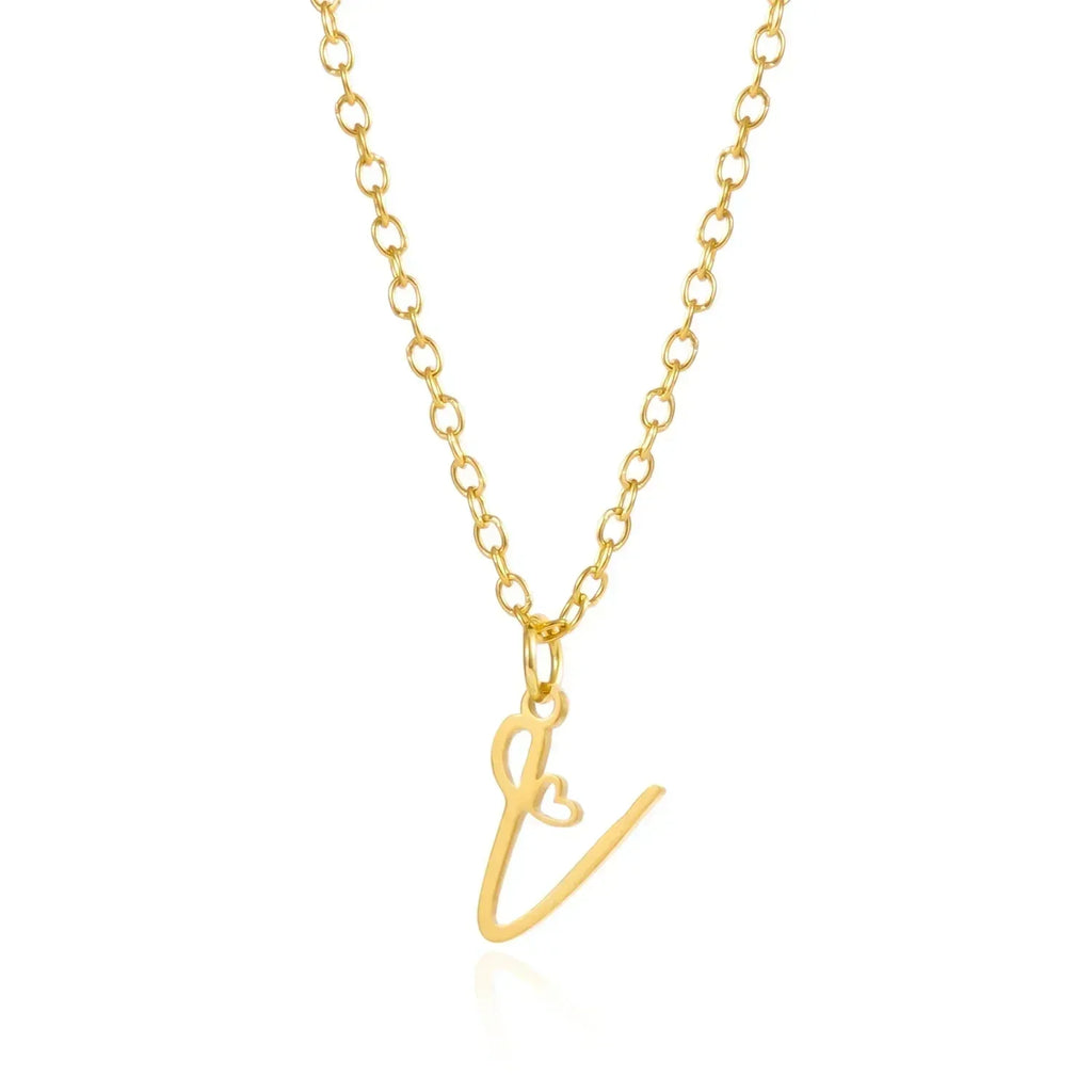 LUMISSORA Celestial Initial Heart Pendant (18K Gold Plated & Waterproof Steel)