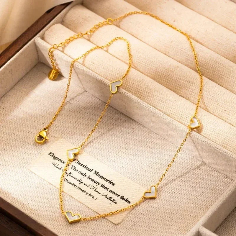LUMISSORA Aurelia Mother-of-Pearl Heart Suite (18K Gold Plated & Waterproof Steel)
