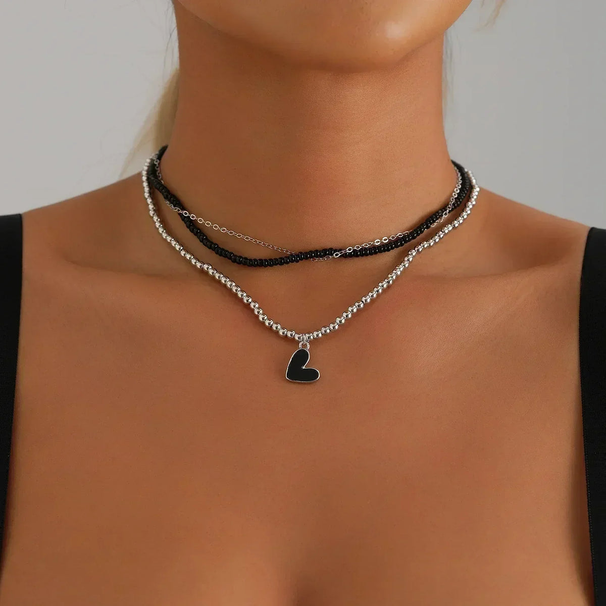 LUMISSORA Prism Crystal & Heart Beaded Choker (18K Gold Finish)