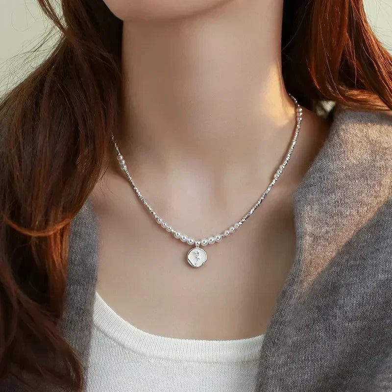 LUMISSORA Étoile Dainty Pearl Solitaire Pendant (Solid 925 Sterling Silver)