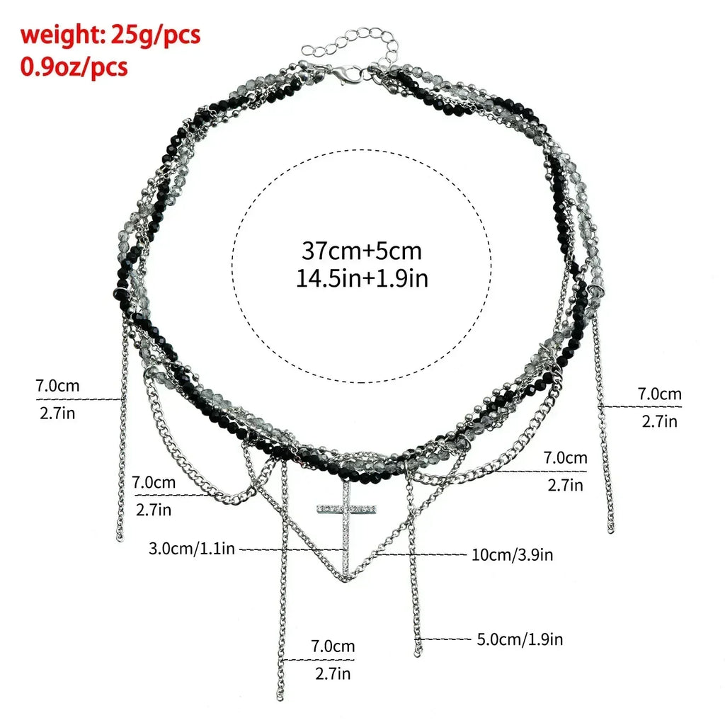 Fashion Heart Beaded Necklace for Women Boho Elegant Irregular Crystal Chain Y2K Choker Exquisite Party Gift Jewelry Accessories