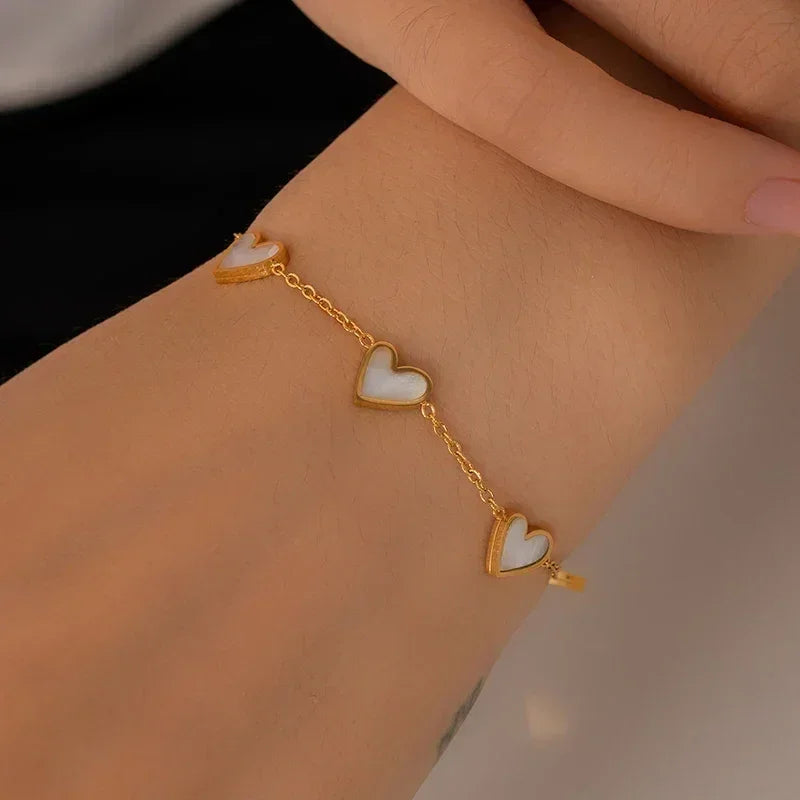 LUMISSORA Aurelia Mother-of-Pearl Heart Suite (18K Gold Plated & Waterproof Steel)