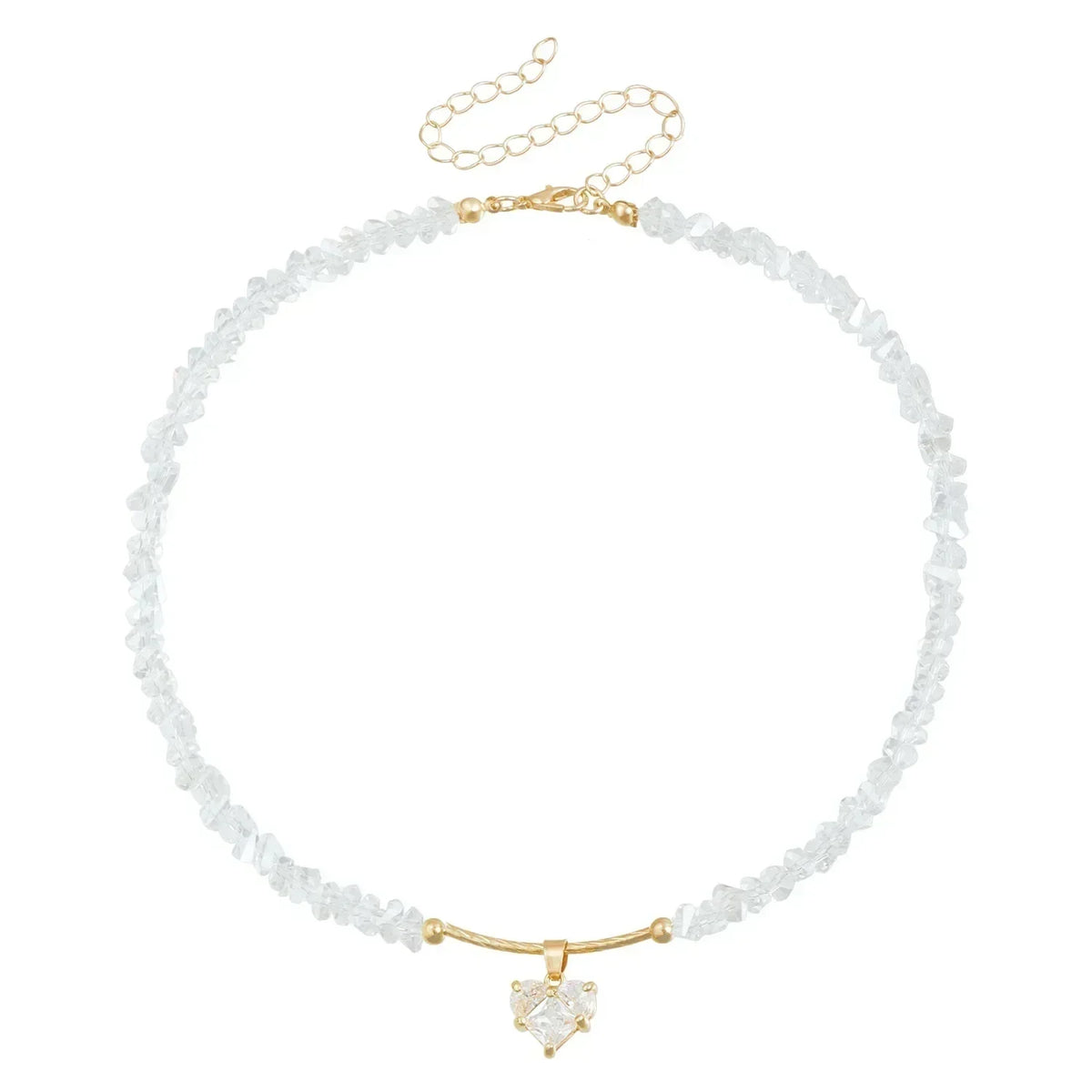 LUMISSORA Prism Crystal & Heart Beaded Choker (18K Gold Finish)