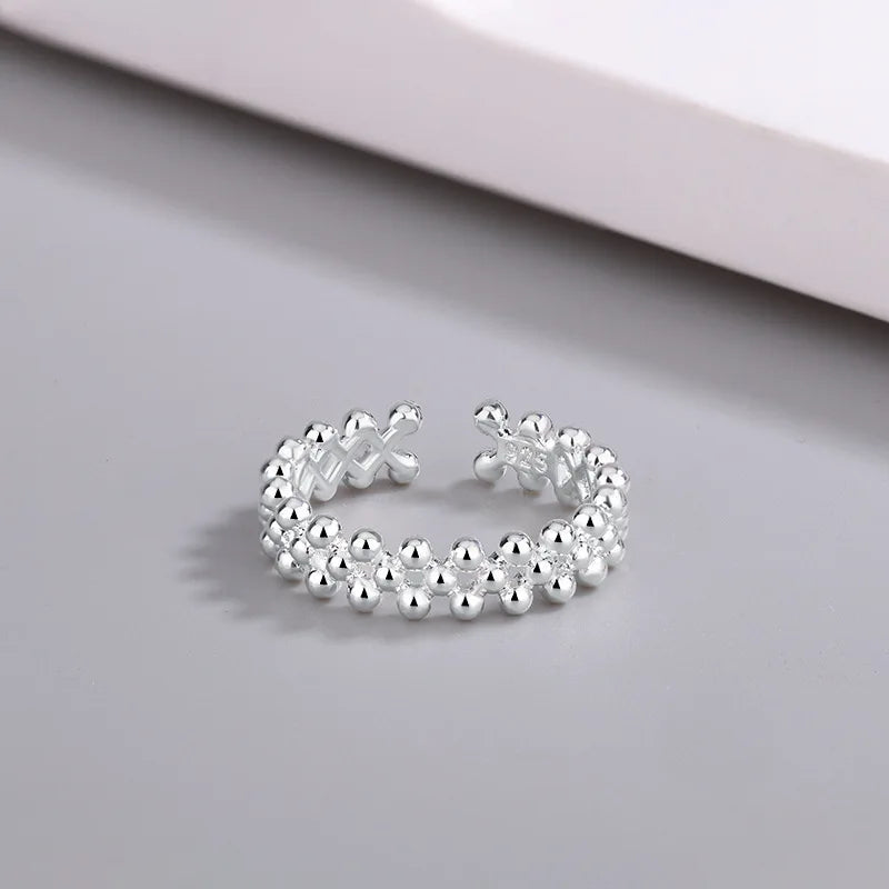 925 Sterling Silver Bilayer Ball Open Rings For Women Wedding Luxury Quality Jewelry Accessories Jewellery Argent 925