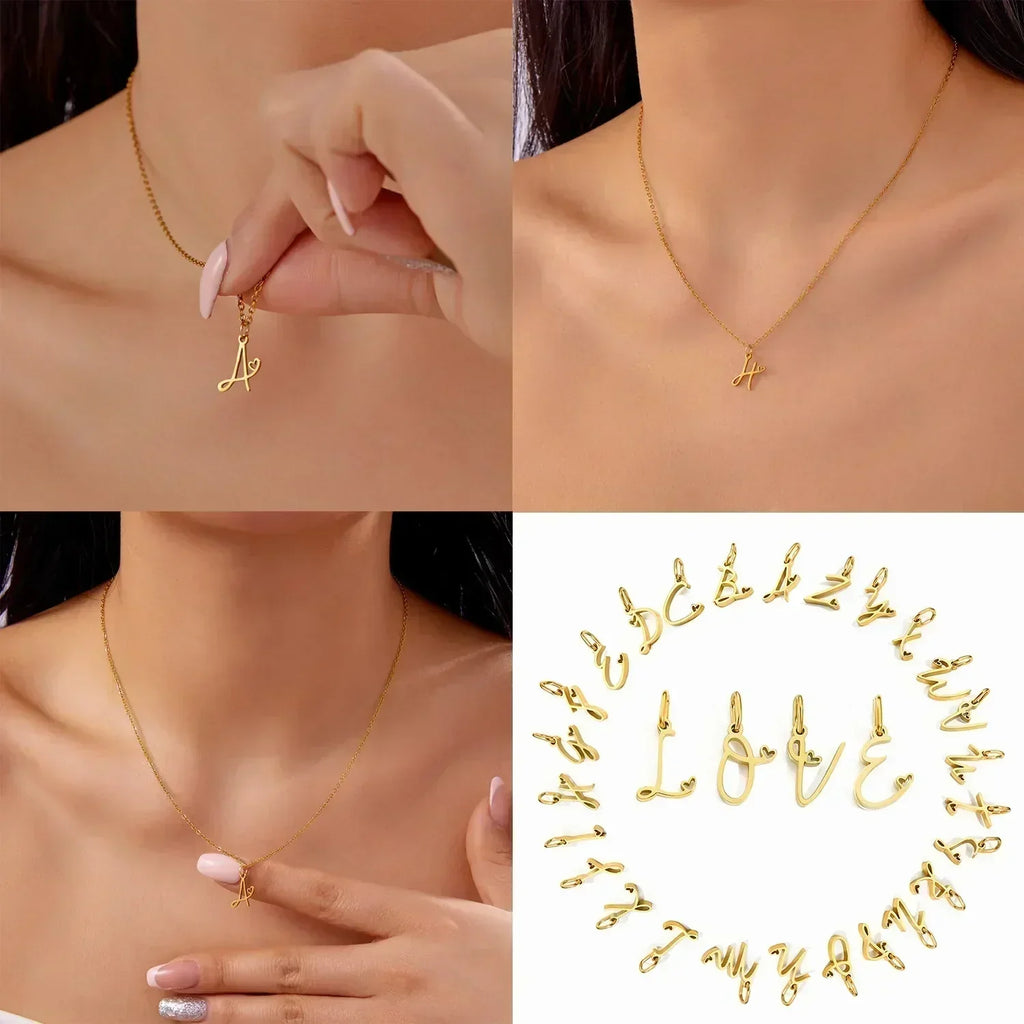 LUMISSORA Celestial Initial Heart Pendant (18K Gold Plated & Waterproof Steel)