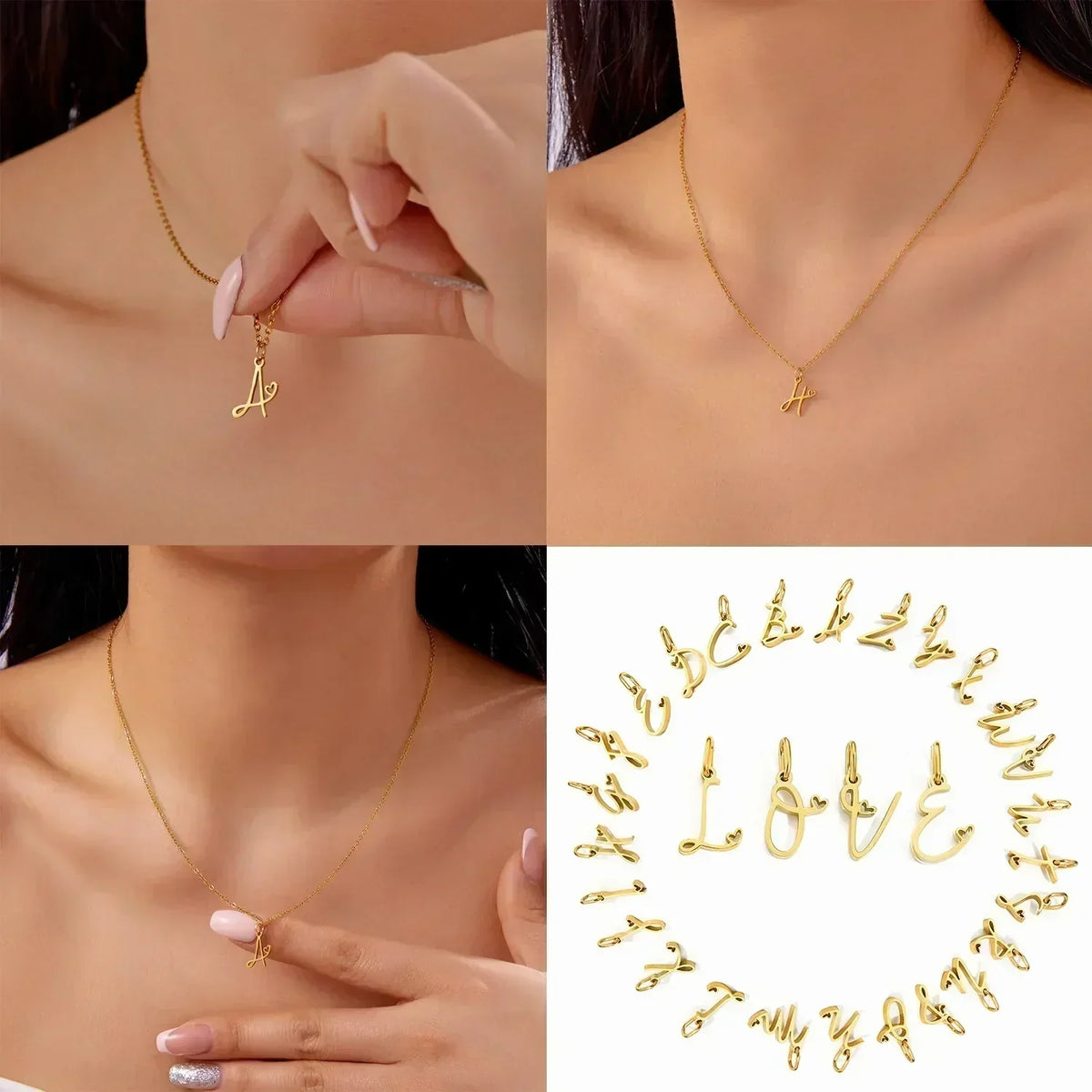 LUMISSORA Celestial Initial Heart Pendant (18K Gold Plated & Waterproof Steel)