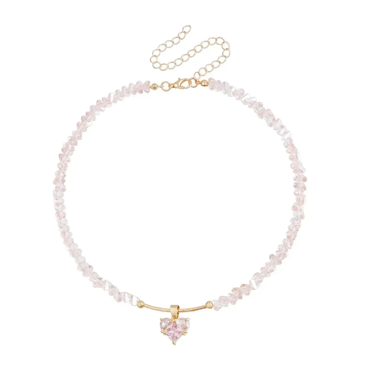 LUMISSORA Prism Crystal & Heart Beaded Choker (18K Gold Finish)