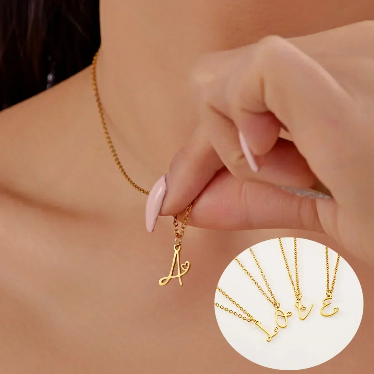 LUMISSORA Celestial Initial Heart Pendant (18K Gold Plated & Waterproof Steel)