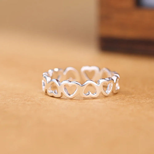 925 Sterling Silver Heart Adjustable Rings For Women Engagement Wedding Luxury Jewelry Accessories Jewellery