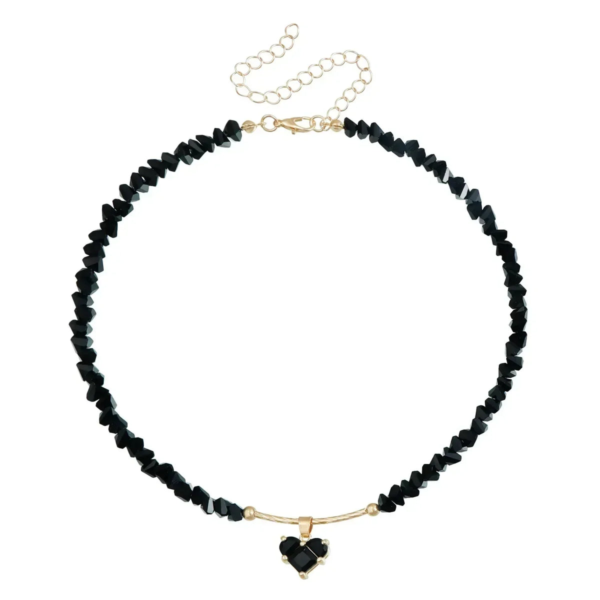 LUMISSORA Prism Crystal & Heart Beaded Choker (18K Gold Finish)