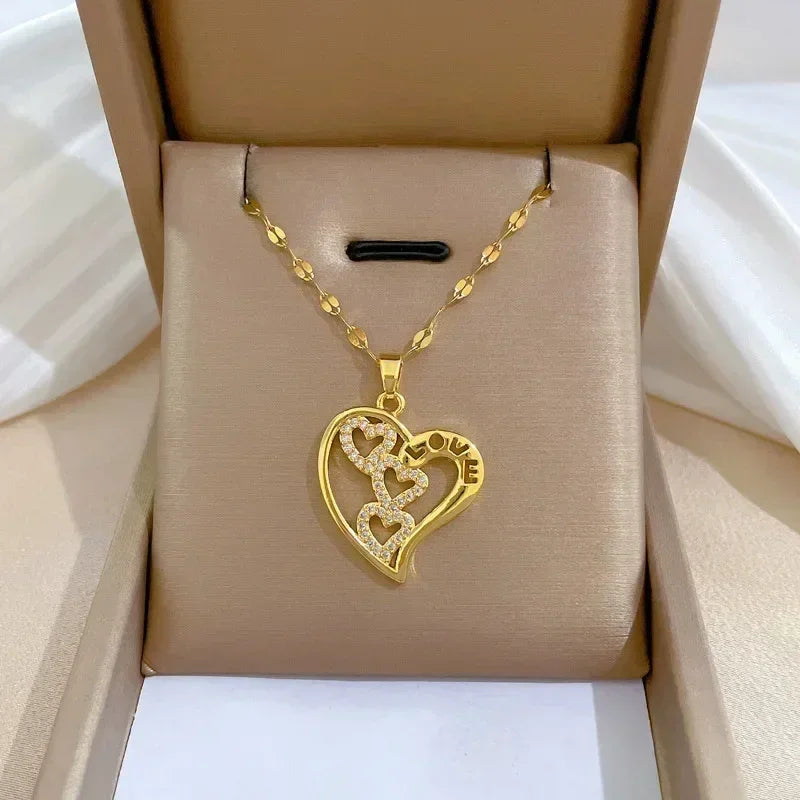 LUMISSORA Eternal Heart Pavé Zirconia Pendant (18K Gold PVD & 316L Steel)